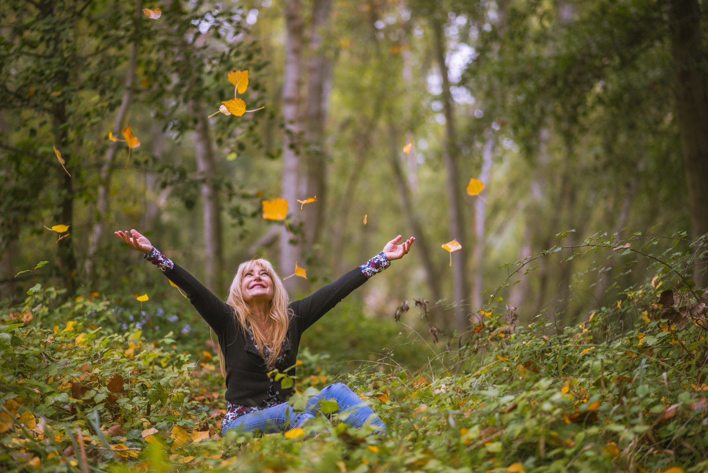 Happy Woman  in the Forest